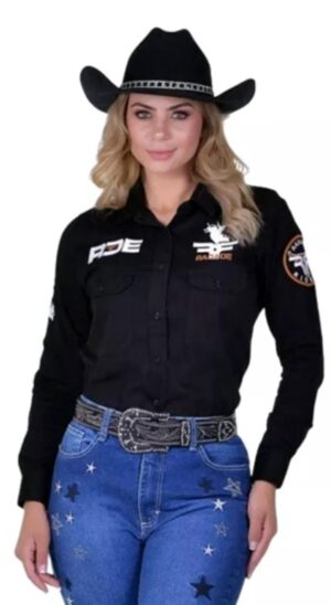 CAMISA RADADE PRETA MANGA LONGA RIDERS FEMININA