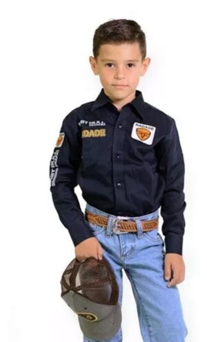 CAMISA RADADE INFANTIL PRETA BRANDS MANGA LONGA UNISSEX